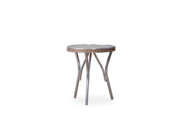 18.75" Round End Table with Taupe Glass